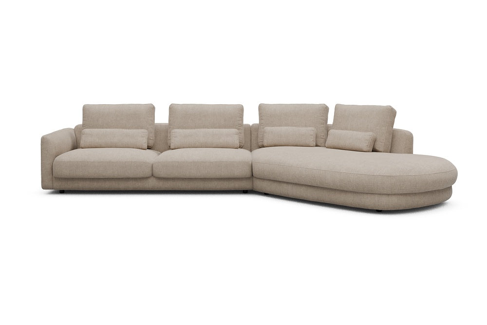 Vivole Modular Sofa - 3A - 393 x 167 cm - 3 Seater + 45 deg Open-end - 417 Esina Mocha