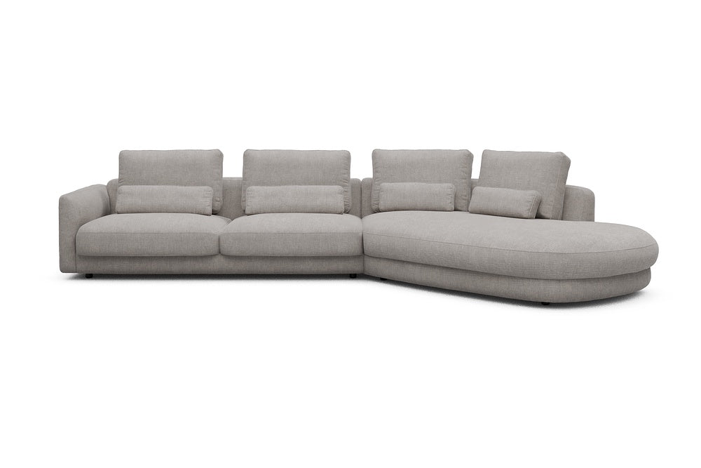 Vivole Modular Sofa - 3A - 393 x 167 cm - 3 Seater + 45 deg Open-end - 418 Esina Truffle