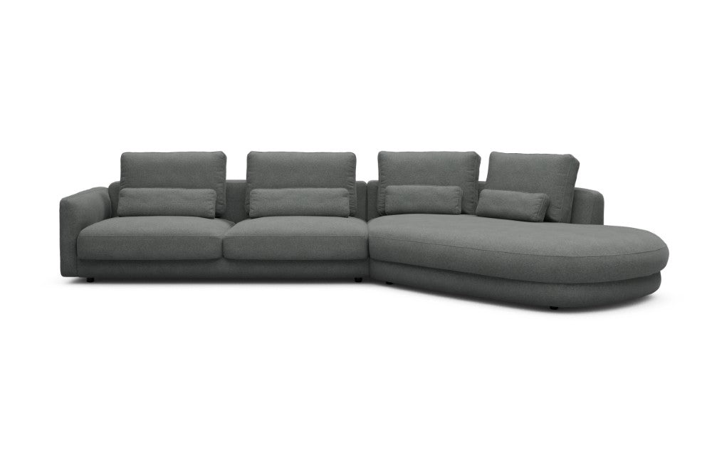 Vivole Modular Sofa - 3A - 393 x 167 cm - 3 Seater + 45 deg Open-end - 440 Satya Steel Grey