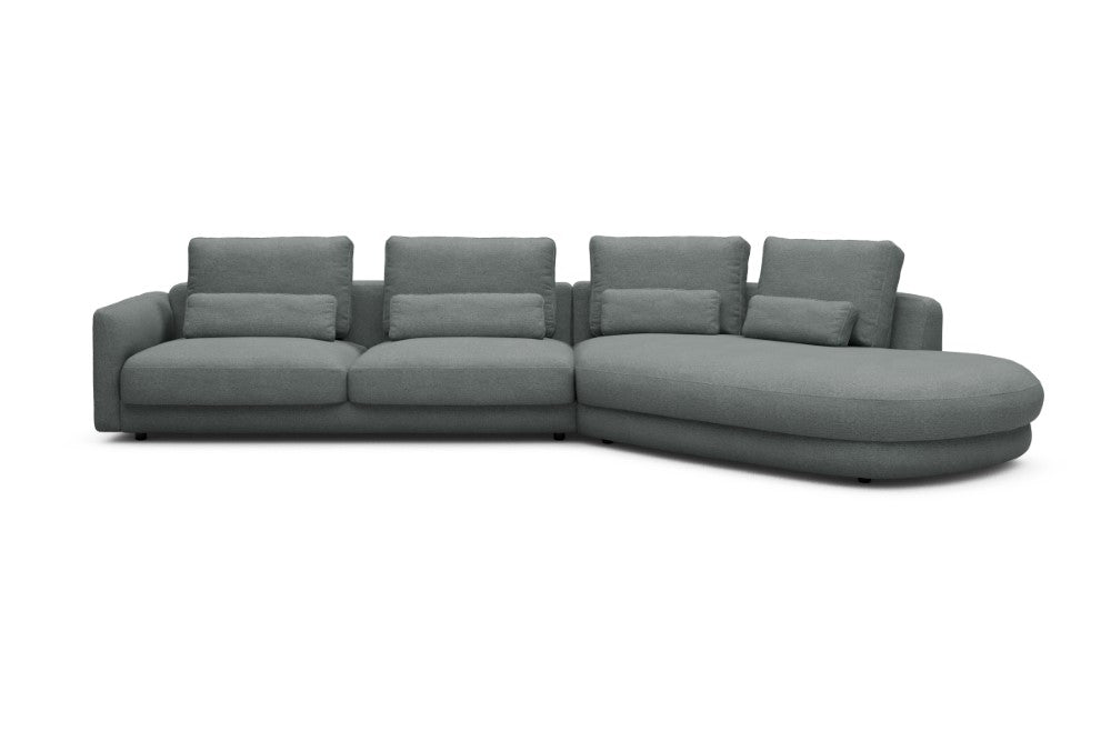 Vivole Modular Sofa - 3A - 393 x 167 cm - 3 Seater + 45 deg Open-end - 485 Denari Soft Grey