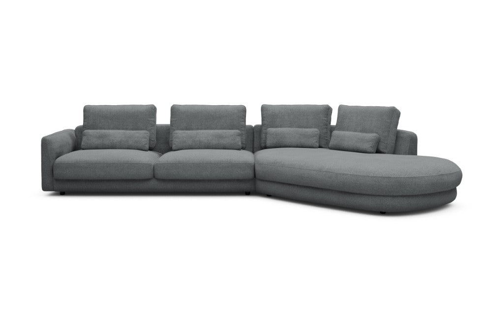 Vivole Modular Sofa - 3A - 393 x 167 cm - 3 Seater + 45 deg Open-end - 495 Casone Gravel Grey