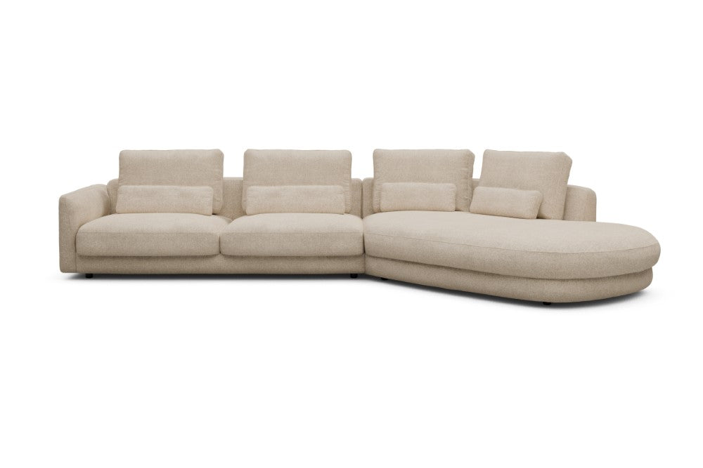 Vivole Modular Sofa - 3A - 393 x 167 cm - 3 Seater + 45 deg Open-end - 496 Casone Natural Beigie