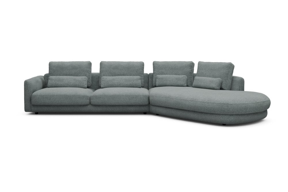 Vivole Modular Sofa - 3A - 393 x 167 cm - 3 Seater + 45 deg Open-end - 499 Casone Light mixed Green