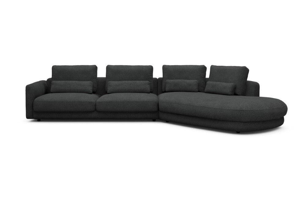 Vivole Modular Sofa - 3A - 393 x 167 cm - 3 Seater + 45 deg Open-end - 529 Bouclé Charcoal