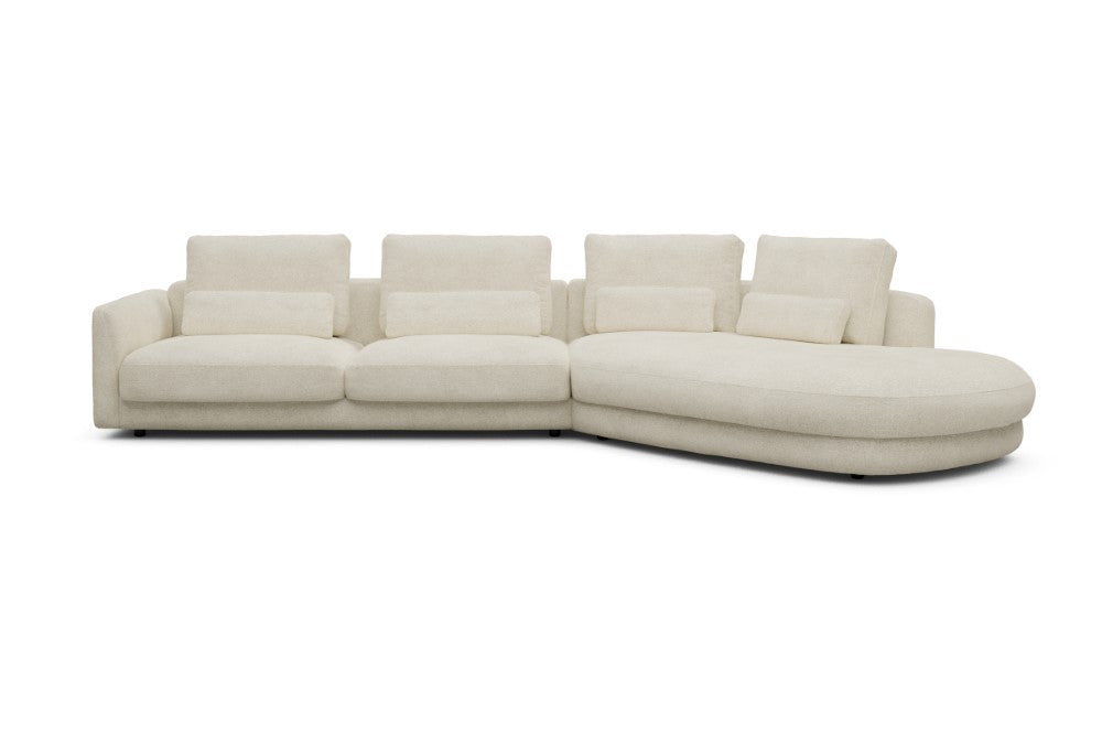 Vivole Modular Sofa - 3A - 393 x 167 cm - 3 Seater + 45 deg Open-end - 531 Bouclé Off White