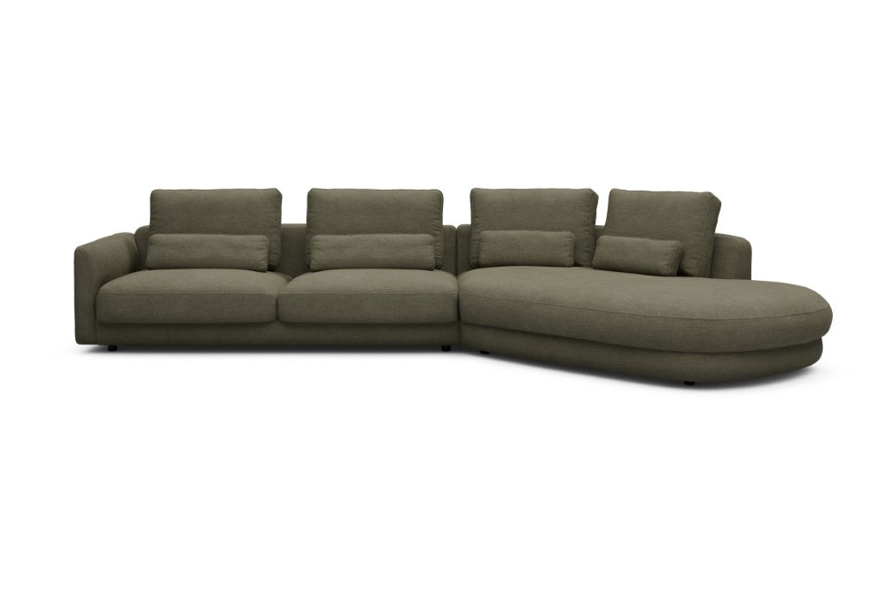 Vivole Modular Sofa - 3A - 393 x 167 cm - 3 Seater + 45 deg Open-end - 575 Vivus Dusty Olive