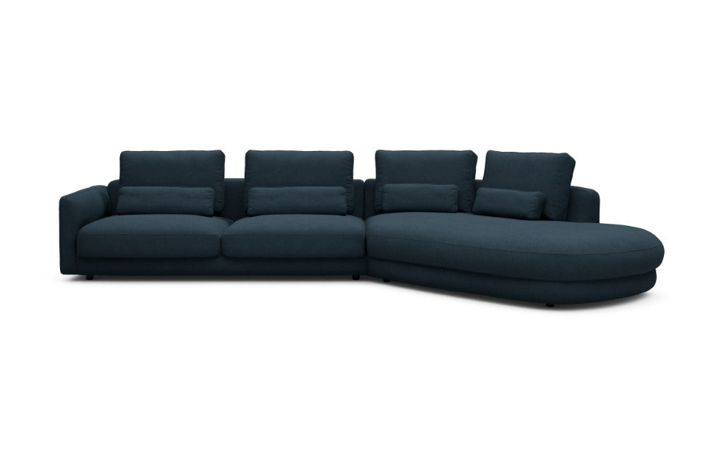 Vivole Modular Sofa - 3A - 393 x 167 cm - 3 Seater + 45 deg Open-end - 580 Argus Navy Blue