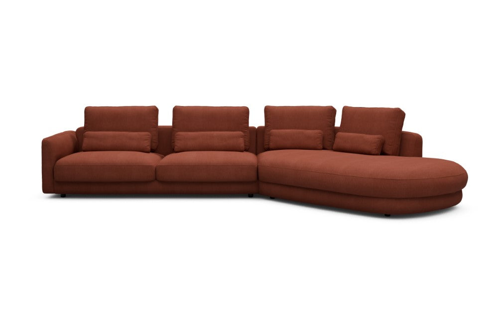 Vivole Modular Sofa - 3A - 393 x 167 cm - 3 Seater + 45 deg Open-end - 581 Argus Rust