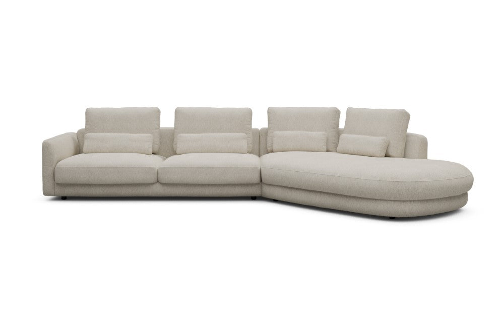 Vivole Modular Sofa - 3A - 393 x 167 cm - 3 Seater + 45 deg Open-end - 584 Argus Natural