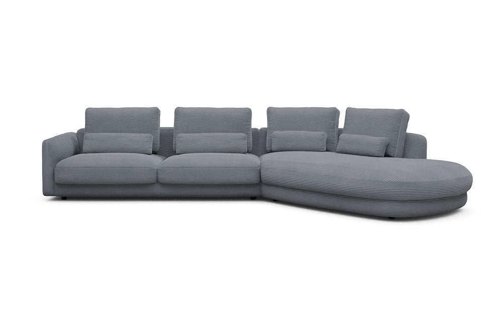 Vivole Modular Sofa - 3A - 393 x 167 cm - 3 Seater + 45 deg Open-end - 592 Corduroy Silvermist
