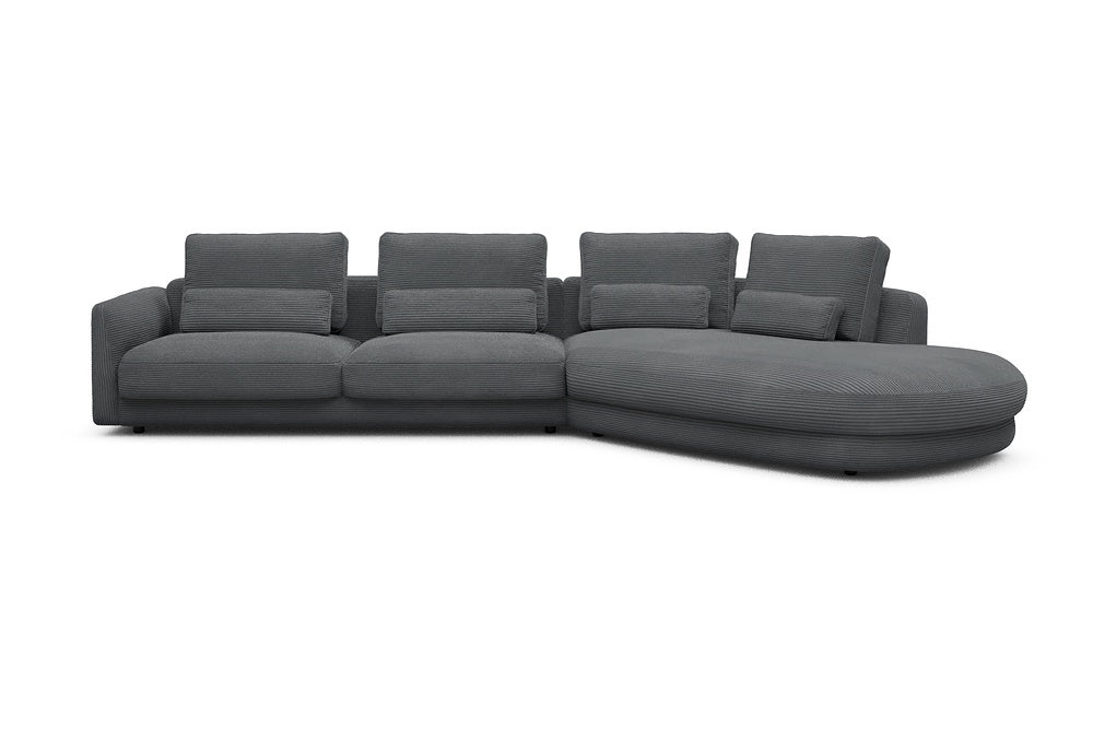Vivole Modular Sofa - 3A - 393 x 167 cm - 3 Seater + 45 deg Open-end - 593 Corduroy Graphite