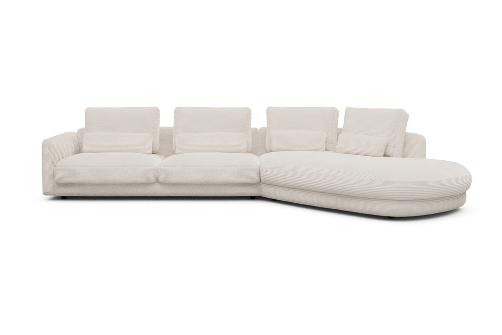 Vivole Modular Sofa - 3A - 393 x 167 cm - 3 Seater + 45 deg Open-end - 594 Corduroy Ivory
