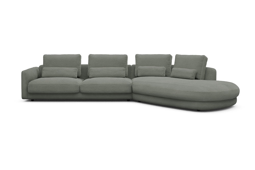 Vivole Modular Sofa - 3A - 393 x 167 cm - 3 Seater + 45 deg Open-end - 598 Corduroy Sage