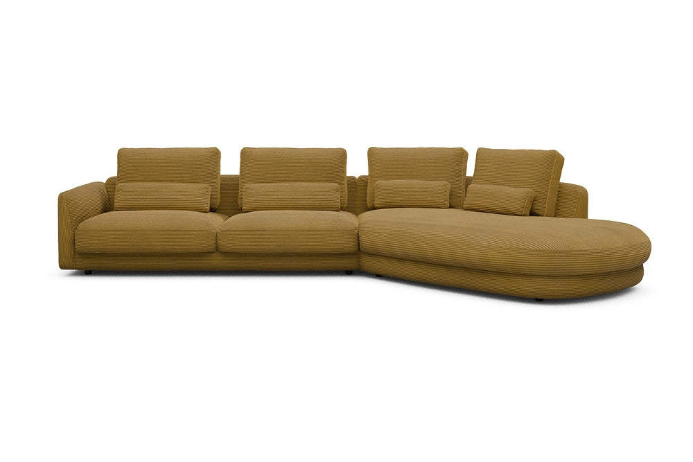 Vivole Modular Sofa - 3A - 393 x 167 cm - 3 Seater + 45 deg Open-end - 601 Corduroy Ochre