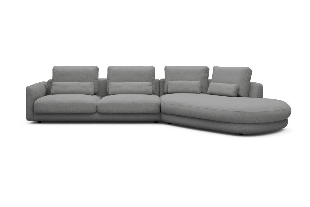 Vivole Modular Sofa - 3A - 393 x 167 cm - 3 Seater + 45 deg Open-end - 764 Cura Sand Grey