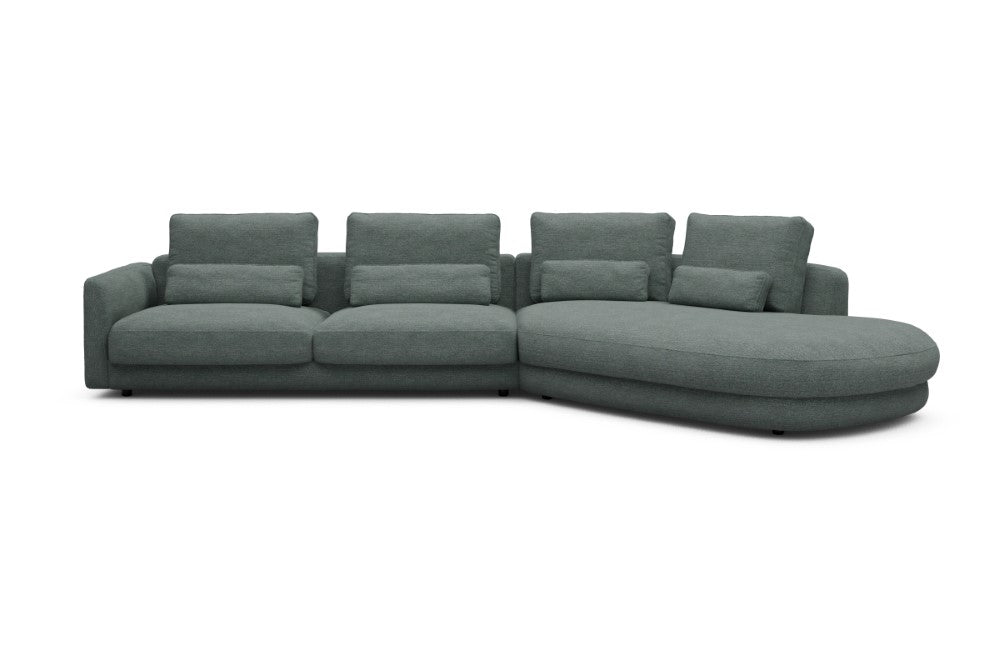 Vivole Modular Sofa - 3A - 393 x 167 cm - 3 Seater + 45 deg Open-end - 770 Carreno Cielo Blue