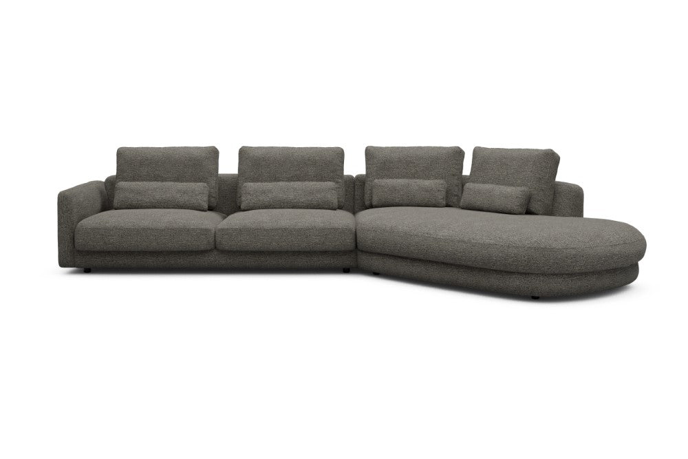 Vivole Modular Sofa - 3A - 393 x 167 cm - 3 Seater + 45 deg Open-end - 771 Carreno Sepia Brown