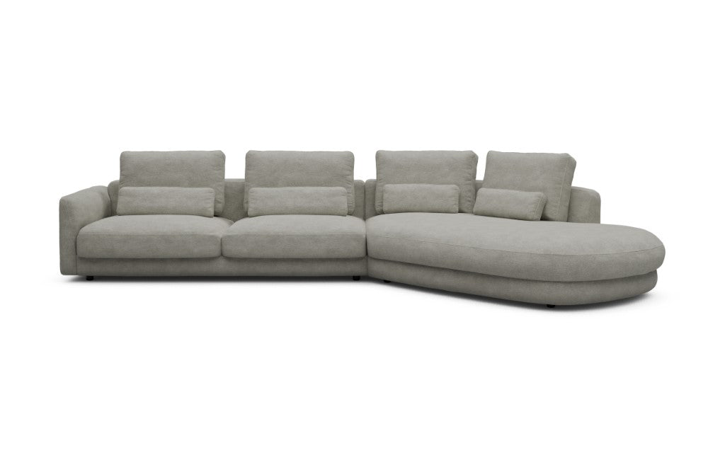 Vivole Modular Sofa - 3A - 393 x 167 cm - 3 Seater + 45 deg Open-end - 773 Carreno Moon Stone White