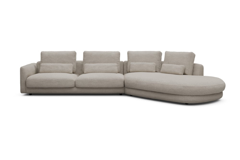 Vivole Modular Sofa - 3A - 393 x 167 cm - 3 Seater + 45 deg Open-end - 816 Aivi Lace Beige