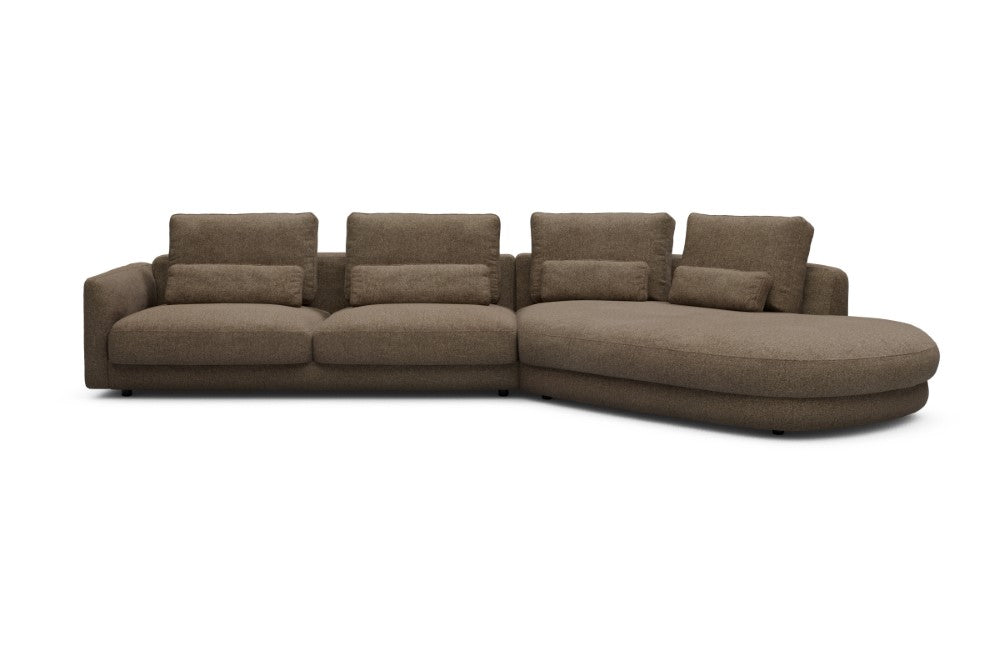 Vivole Modular Sofa - 3A - 393 x 167 cm - 3 Seater + 45 deg Open-end - 817 Aivi Khaki Brown