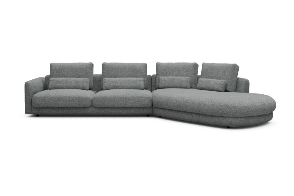 Vivole Modular Sofa - 3A - 393 x 167 cm - 3 Seater + 45 deg Open-end - 819 Aivi Gravel Grey