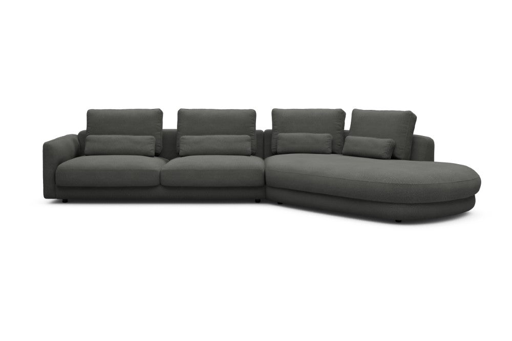 Vivole Modular Sofa - 3A - 393 x 167 cm - 3 Seater + 45 deg Open-end - 852 Mahoga Seal Grey