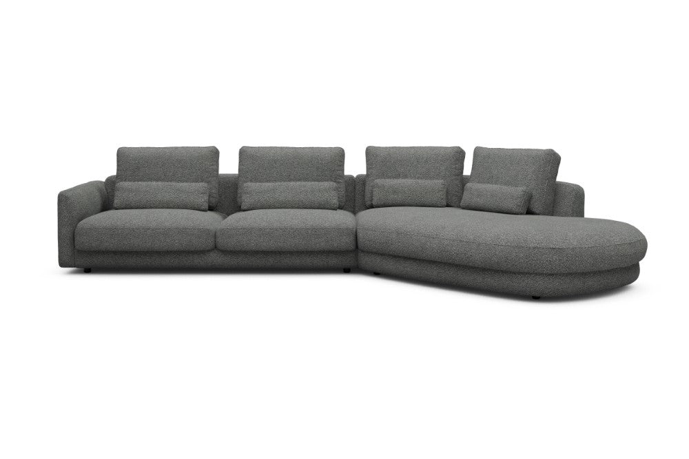 Vivole Modular Sofa - 3A - 393 x 167 cm - 3 Seater + 45 deg Open-end - 868 Vanora Warm Grey