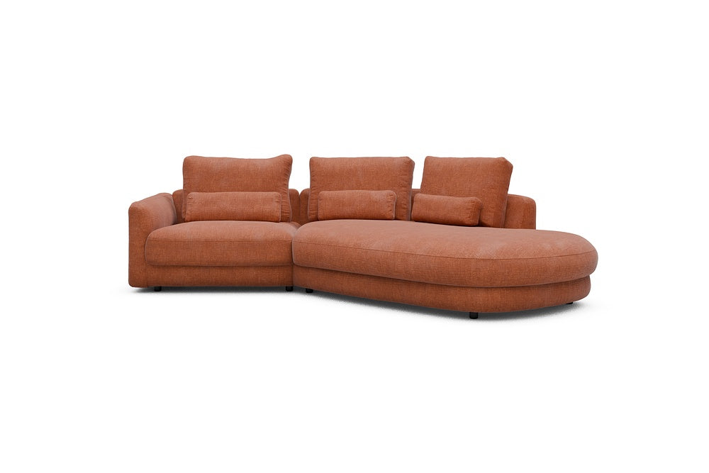 Vivole Modular Sofa - 5A - 295 x 167 cm - 1,5 Seater + 45 deg Open-edd - 412 Esina Rust Orange