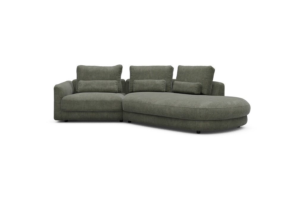 Vivole Modular Sofa - 5A - 295 x 167 cm - 1,5 Seater + 45 deg Open-edd - 413 Esina Olive Green