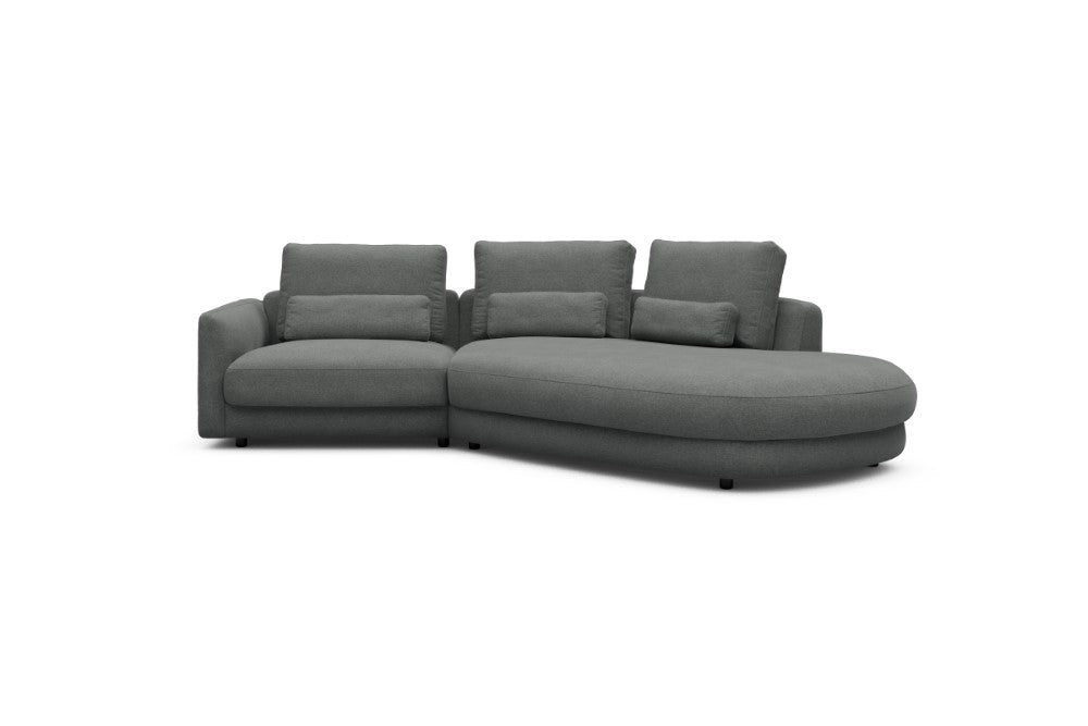 Vivole Modular Sofa - 5A - 295 x 167 cm - 1,5 Seater + 45 deg Open-edd - 440 Satya Steel Grey