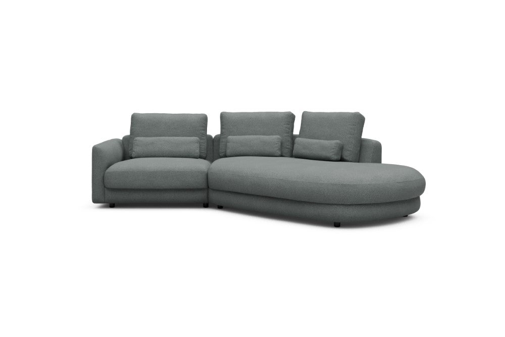 Vivole Modular Sofa - 5A - 295 x 167 cm - 1,5 Seater + 45 deg Open-edd - 485 Denari Soft Grey