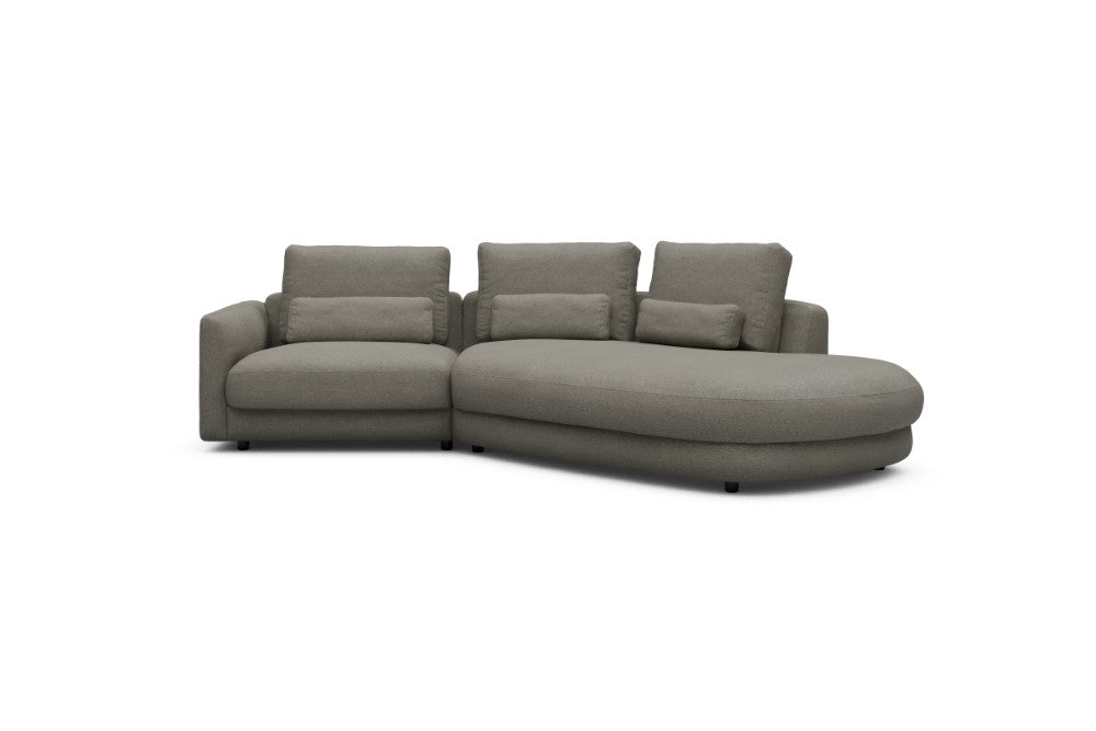 Vivole Modular Sofa - 5A - 295 x 167 cm - 1,5 Seater + 45 deg Open-edd - 486 Denari Warm Grey