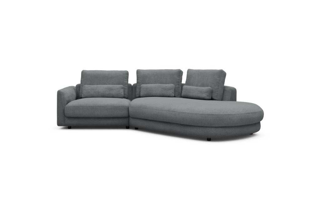Vivole Modular Sofa - 5A - 295 x 167 cm - 1,5 Seater + 45 deg Open-edd - 495 Casone Gravel Grey