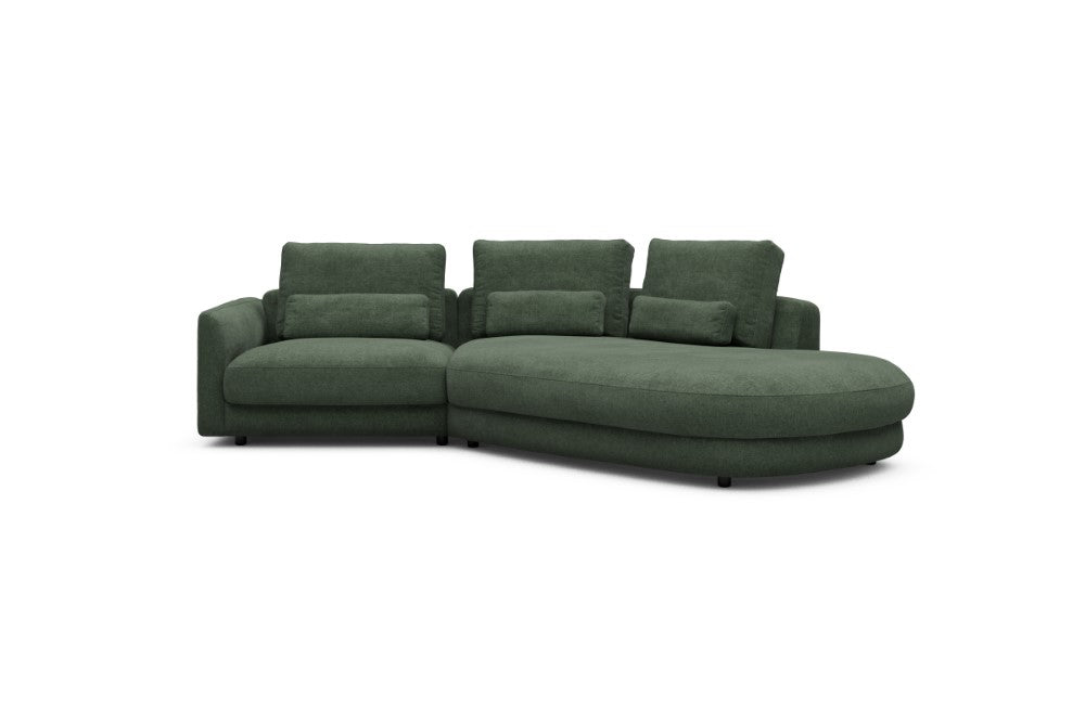 Vivole Modular Sofa - 5A - 295 x 167 cm - 1,5 Seater + 45 deg Open-edd - 498 Casone Forest Green