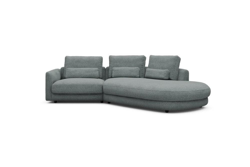 Vivole Modular Sofa - 5A - 295 x 167 cm - 1,5 Seater + 45 deg Open-edd - 499 Casone Light mixed Green