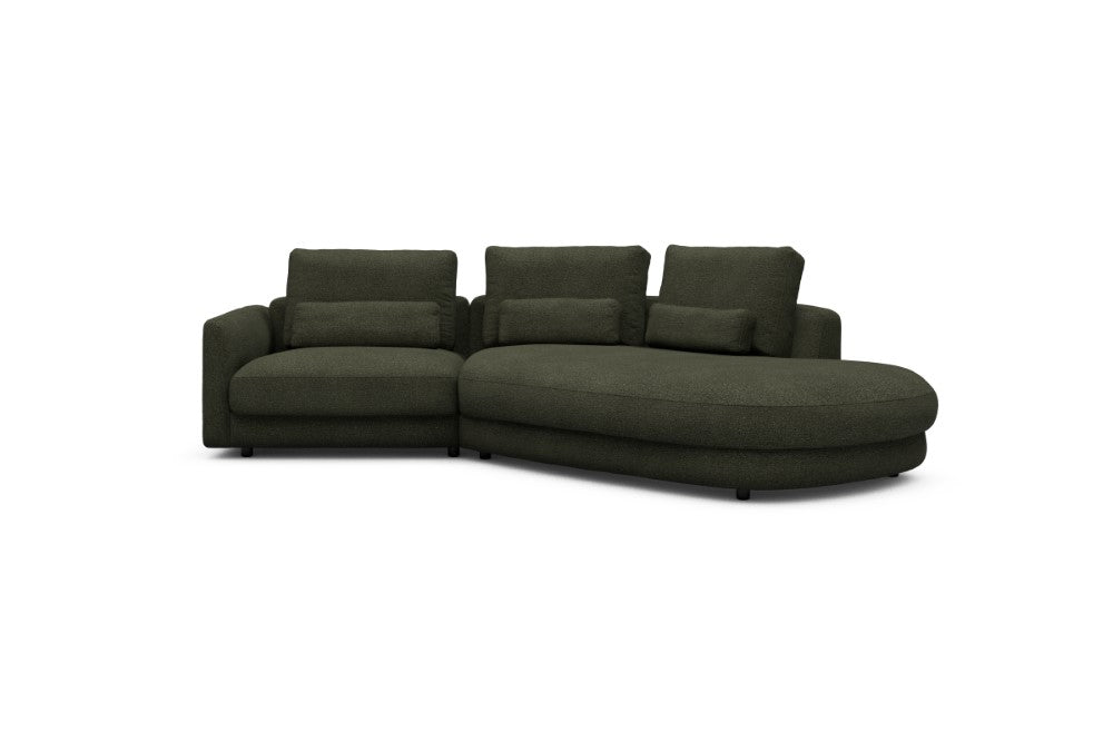 Vivole Modular Sofa - 5A - 295 x 167 cm - 1,5 Seater + 45 deg Open-edd - 535 Bouclé Forest Green