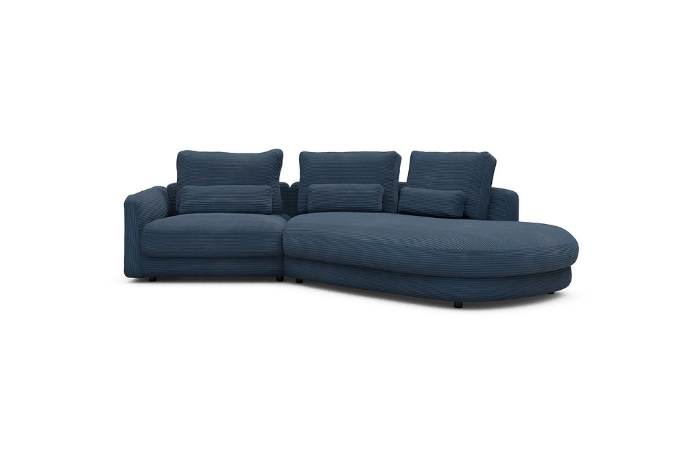 Vivole Modular Sofa - 5A - 295 x 167 cm - 1,5 Seater + 45 deg Open-edd - 591 Corduroy Midnight-Blue