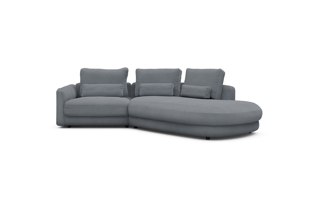 Vivole Modular Sofa - 5A - 295 x 167 cm - 1,5 Seater + 45 deg Open-edd - 592 Corduroy Silvermist