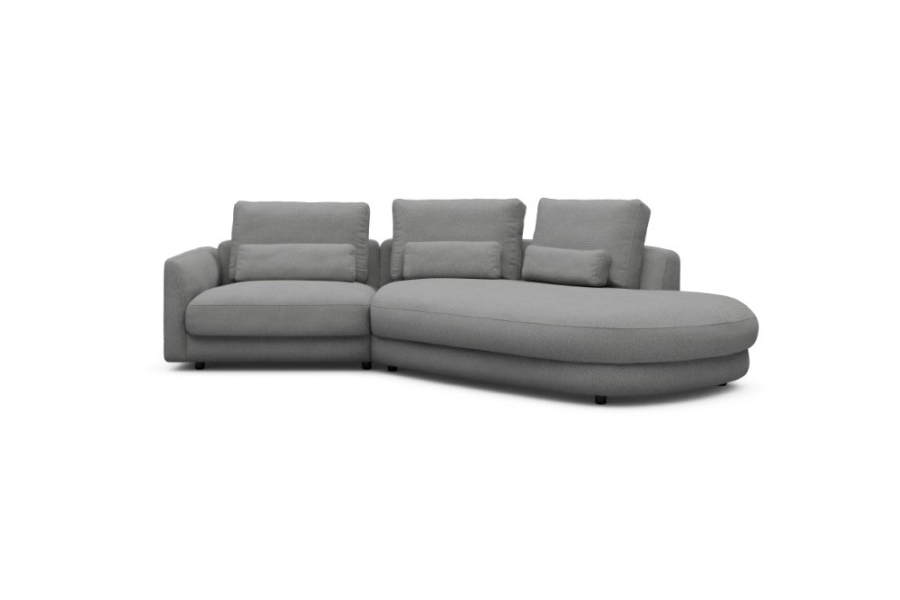 Vivole Modular Sofa - 5A - 295 x 167 cm - 1,5 Seater + 45 deg Open-edd - 764 Cura Sand Grey
