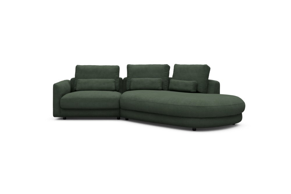Vivole Modular Sofa - 5A - 295 x 167 cm - 1,5 Seater + 45 deg Open-edd - 769 Cura Saga Green