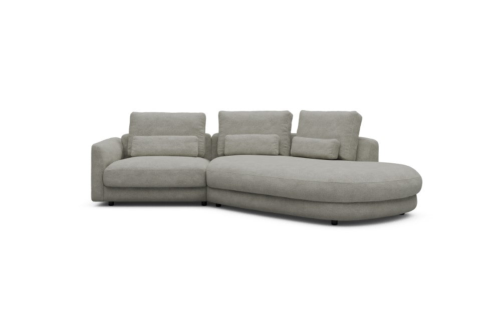 Vivole Modular Sofa - 5A - 295 x 167 cm - 1,5 Seater + 45 deg Open-edd - 773 Carreno Moon Stone White