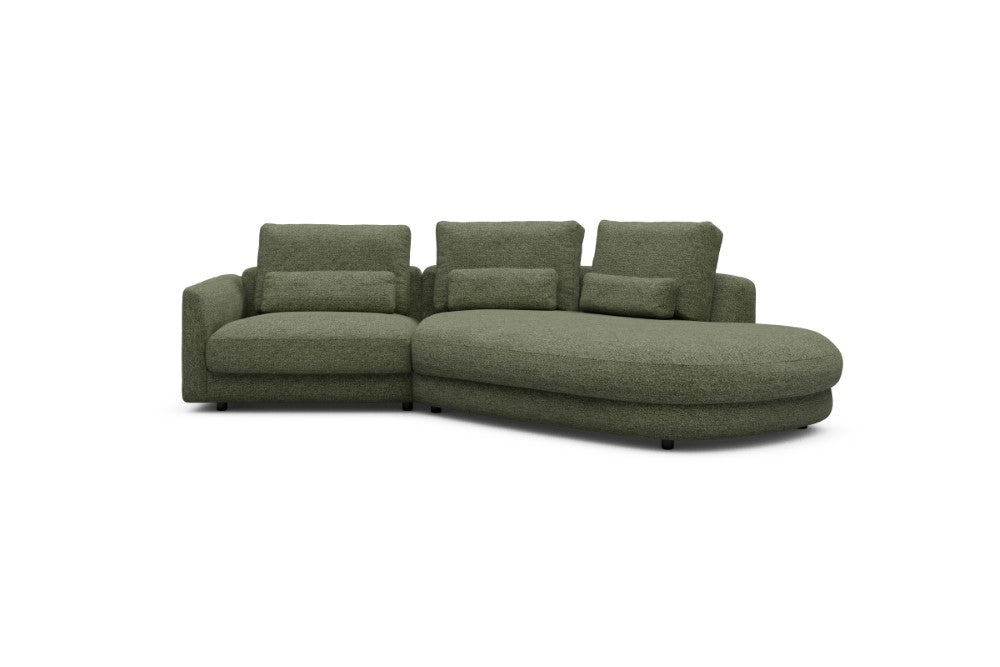 Vivole Modular Sofa - 5A - 295 x 167 cm - 1,5 Seater + 45 deg Open-edd - 775 Carreno Vivid Green