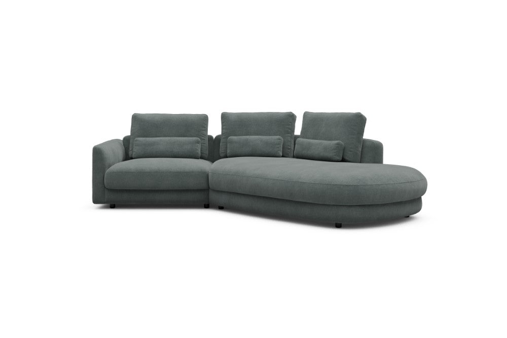 Vivole Modular Sofa - 5A - 295 x 167 cm - 1,5 Seater + 45 deg Open-edd - 812 Smooth Smooth Silver Grey