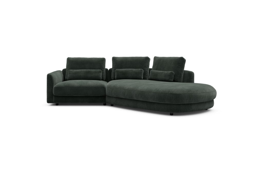Vivole Modular Sofa - 5A - 295 x 167 cm - 1,5 Seater + 45 deg Open-edd - 814 Smooth Laural Green
