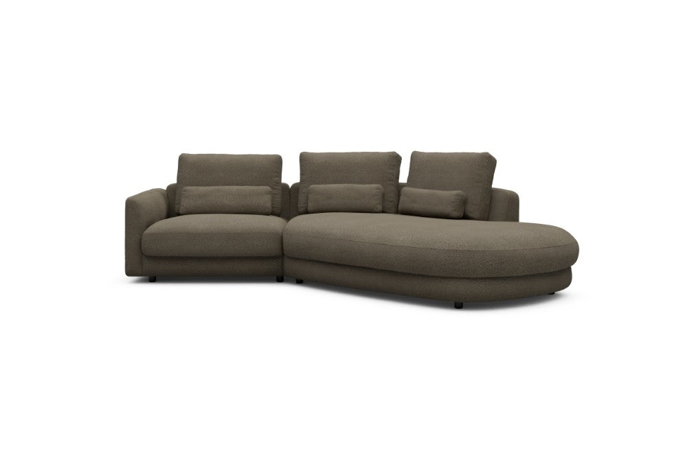 Vivole Modular Sofa - 5A - 295 x 167 cm - 1,5 Seater + 45 deg Open-edd - 850 Mahoga Caramel Grey