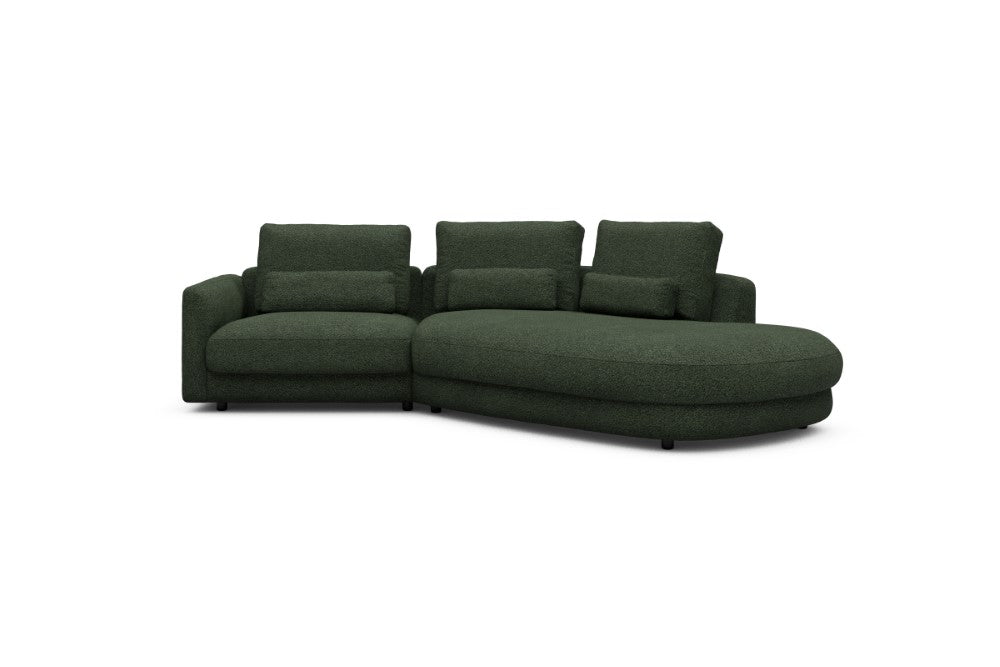 Vivole Modular Sofa - 5A - 295 x 167 cm - 1,5 Seater + 45 deg Open-edd - 869 Vanora Deep Green