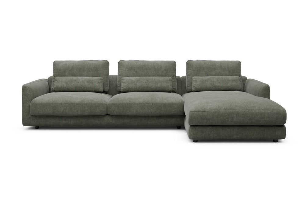 Vivole Modular Sofa - 60 - 323 x 171 cm - 3 Seater + Chaise - 413 Esina Olive Green