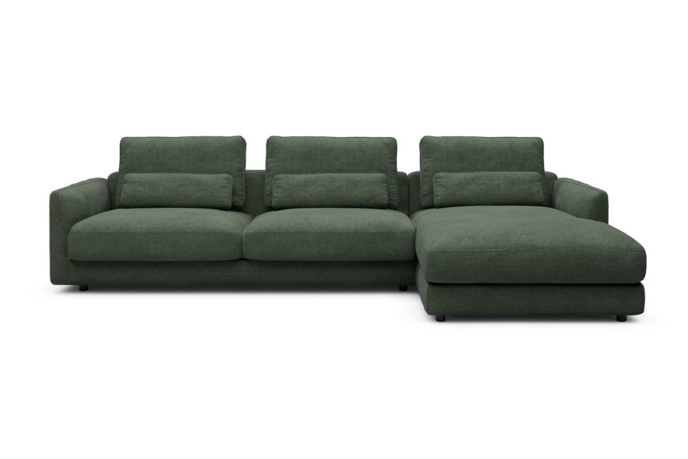 Vivole Modular Sofa - 60 - 323 x 171 cm - 3 Seater + Chaise - 498 Casone Forest Green