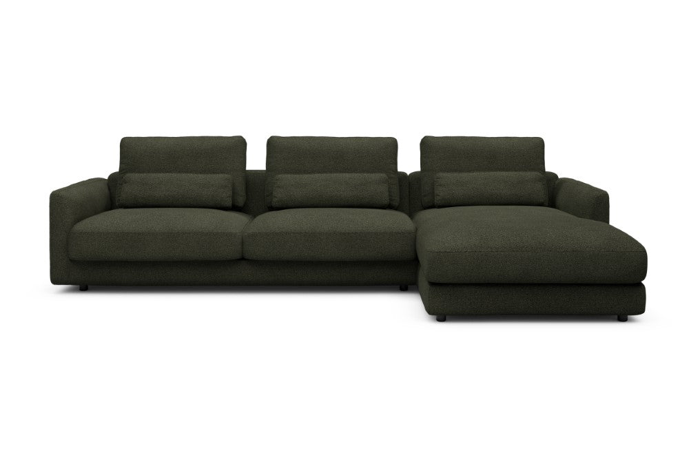 Vivole Modular Sofa - 60 - 323 x 171 cm - 3 Seater + Chaise - 535 Bouclé Forest Green