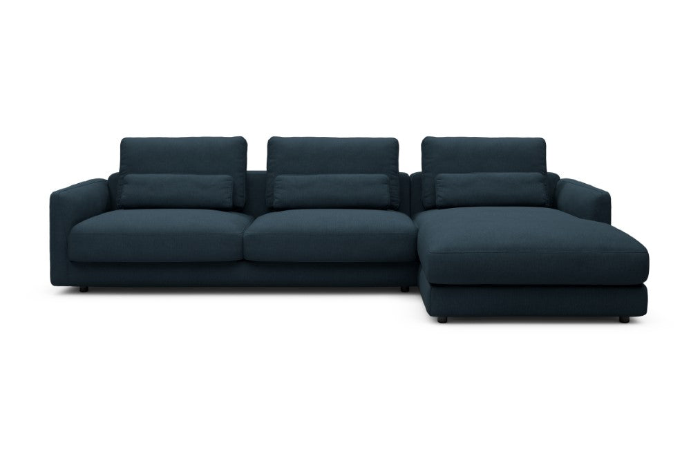 Vivole Modular Sofa - 60 - 323 x 171 cm - 3 Seater + Chaise - 580 Argus Navy Blue